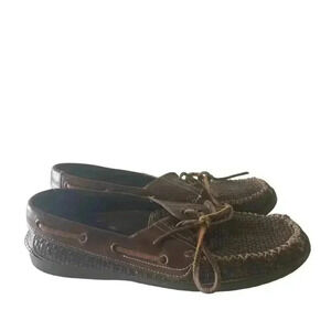 Tommy Bahama Leather Woven Braided Boat Fisherman Boat Mens Size 9.5D Shoes